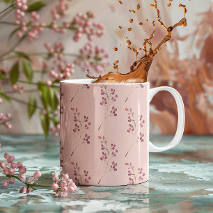 Moderne Aquarell-Rot-Blumen-Muster Zweifarbige Tasse