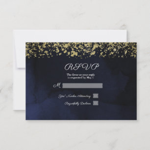 Moderne Aquarell-Stimmung Navy Blau Gold Antwort R