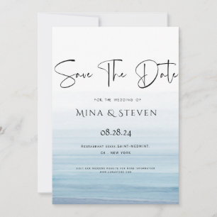 Moderne Aquarell-Strandhochzeit Save The Date
