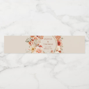 Moderne Aquarell Terracotta Bordeaux Blütenblüte Wasserflaschenetikett