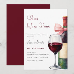 Moderne Aquarell-Vino-Before-Vows-Brautabschied Einladung