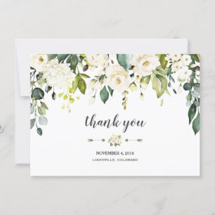 Moderne Aquarell Weiße Florale Hochzeits-Dankeschö Dankeskarte