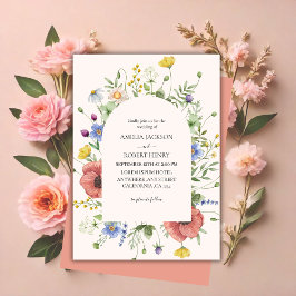 Moderne Aquarell-Wildblume Boho Wedding Einladung