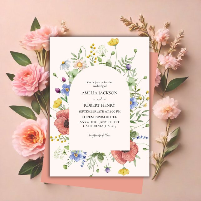 Moderne Aquarell-Wildblume Boho Wedding Einladung (Von Creator hochgeladen)