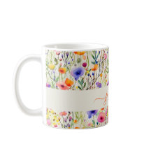 Moderne Aquarell-Wildblumen-Muster-Schriftname