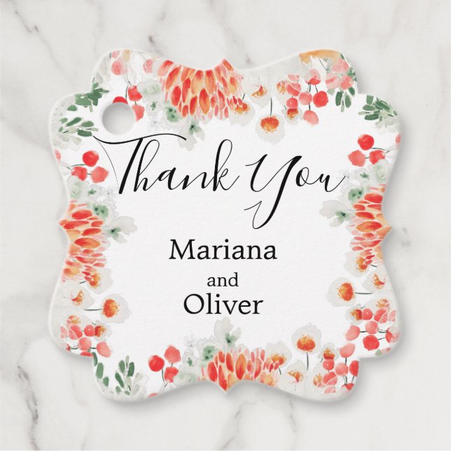 Moderne Aquarell-Wildblumen Trendfarben Geschenkanhänger (Vorderseite)