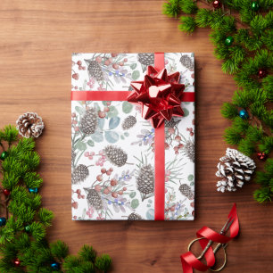 Moderne Aquarell-Winterfoliage Weihnachten Geschenkpapier