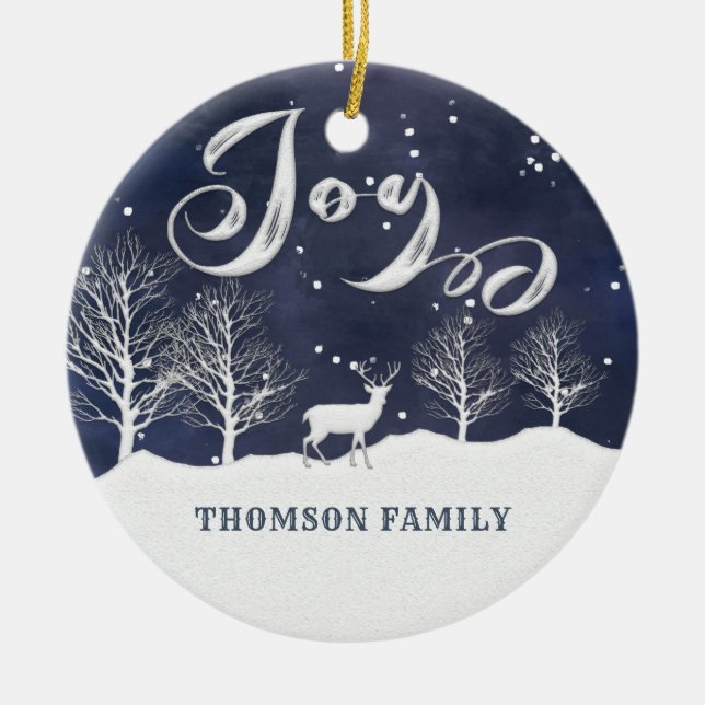 Moderne Aquarell Winterszene Joliday Keramik Ornament (Vorne)