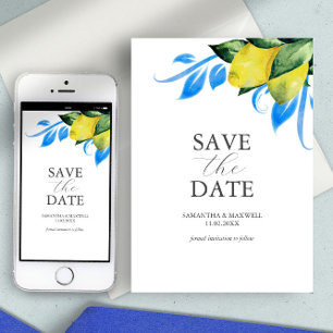 Moderne Aquarell-Zitrone Mediterran Save The Date