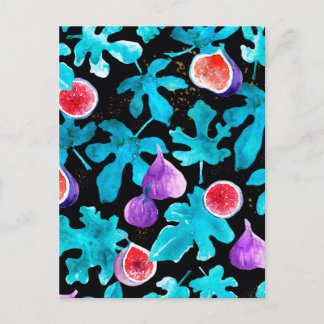 Moderne Aquarellbilder Frucht auf schwarz Postkarte