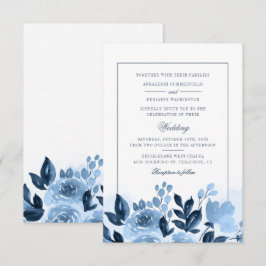 Moderne Aquarellblume Blauer Blumen Hochzeit Einladung