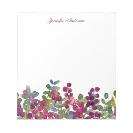 Moderne Aquarellblume Burgundy Buds personalisiere Notizblock