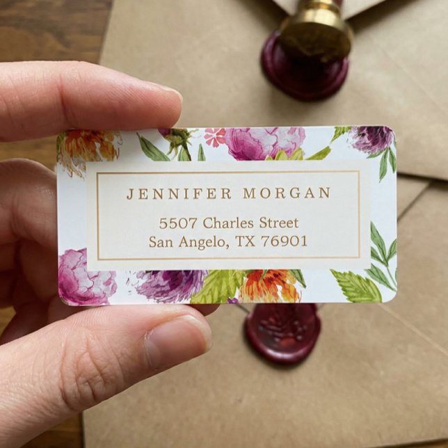 Moderne Aquarellblume Elegantes Dekor Adressaufkleber (Von Creator hochgeladen)