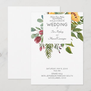 Moderne Aquarellblume Eltern weiße Hochzeit Einladung