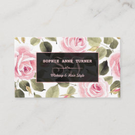 Moderne Aquarellblume Rose Gold Makeup Artist Visitenkarte