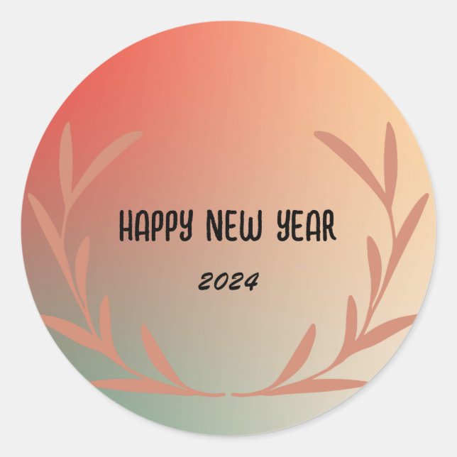 Moderne Aquarellblumen Frohes Neues Jahr Runder Aufkleber (Vorderseite)