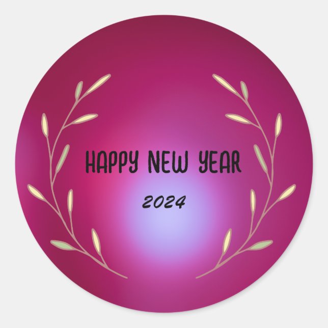 Moderne Aquarellblumen Frohes Neues Jahr Runder Aufkleber (Vorderseite)