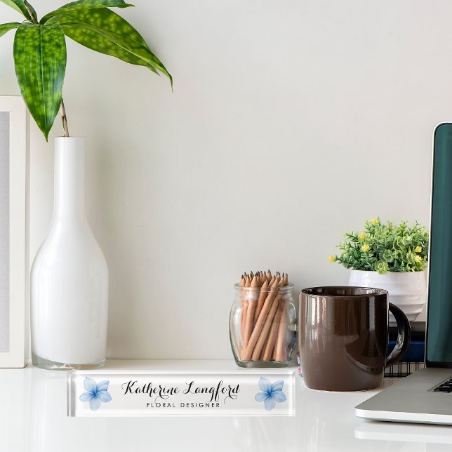 Moderne Aquarellblumen Personalisiert Namensplakette (Von Creator hochgeladen)