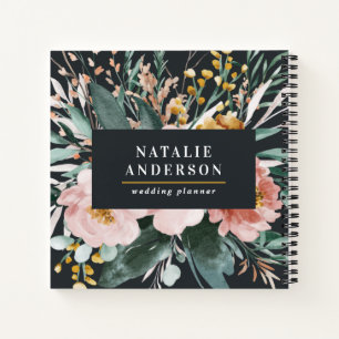 Moderne Aquarellblumen und edles Blattwerk Notizbuch