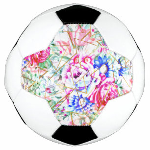 Moderne Aquarellblumen und Golddreiecke Fußball