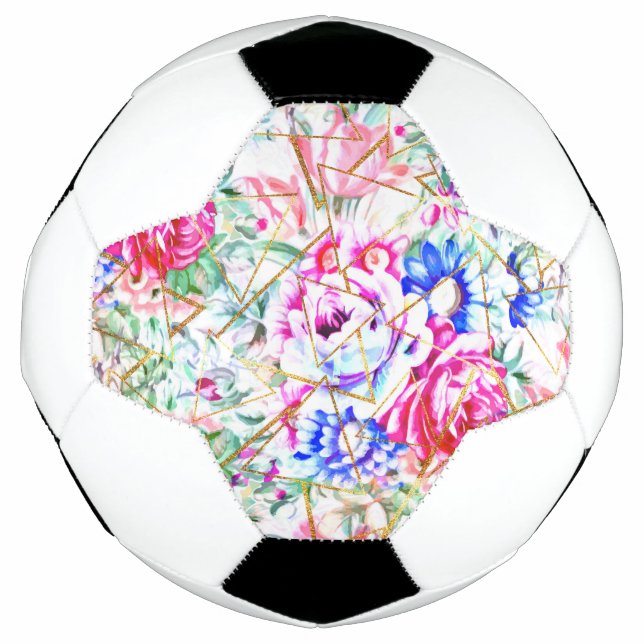 Moderne Aquarellblumen und Golddreiecke Fußball (Vorderseite)