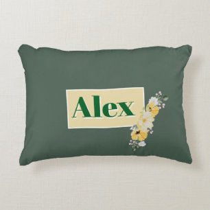 Moderne Aquarellblumen und grüner Hintergrund Dekokissen