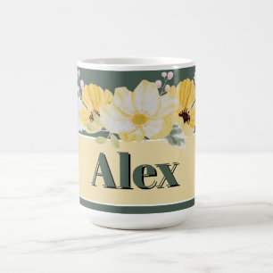 Moderne Aquarellblumen und grüner Hintergrund Verwandlungstasse