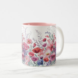 Moderne Aquarellblumen Zweifarbige Tasse