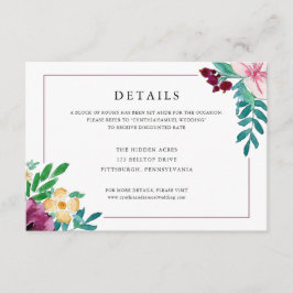 Moderne Aquarellblüten - Hochzeitsdetails Begleitkarte