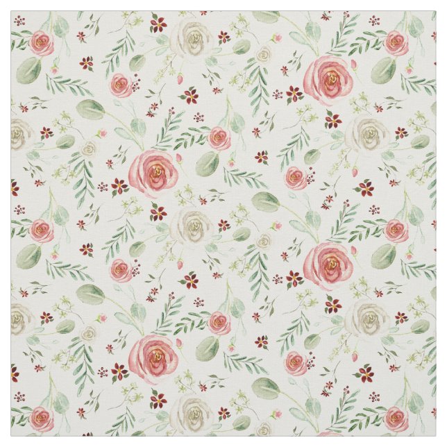 Moderne Aquarellblütenblätter Rosa Weiße Blumenblä Stoff (Muster)