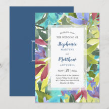 Moderne Aquarellblütenblätterung Türkisblüte Hochz