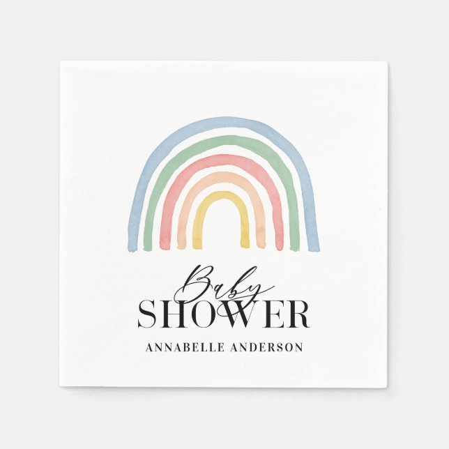 Moderne Aquarellbrunnendusche im Stile eines Babys Serviette (Vorderseite)