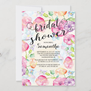 Moderne Aquarelldusche Blumenbridal Einladung