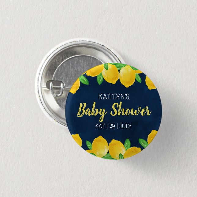 Moderne Aquarellendusche Tree Baby Dusche Button (Vorne & Hinten)