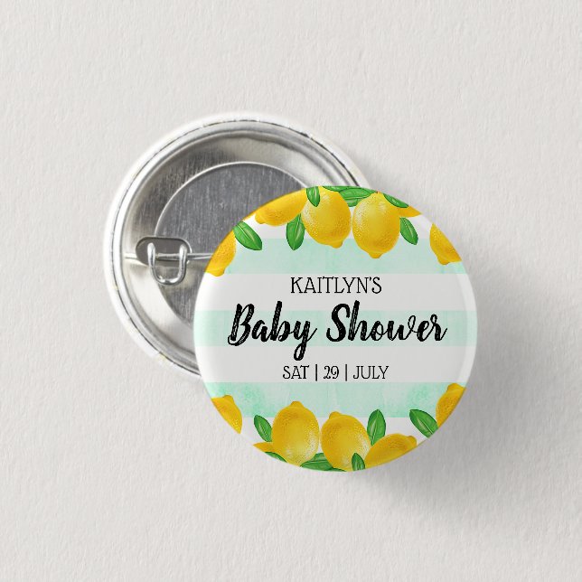 Moderne Aquarellendusche Tree Baby Dusche Button (Vorne & Hinten)