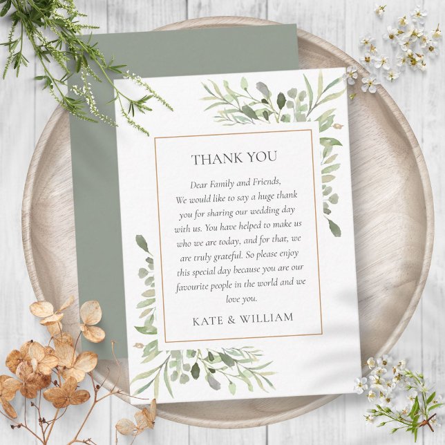 Moderne Aquarellenküche Hochzeit Vielen Dank Platzkarte (Modern Watercolor Greenery Wedding Thank You Place Card)
