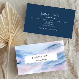Moderne Aquarellfarbe Abstrakt Blau Rosa Aquamarin Visitenkarte
