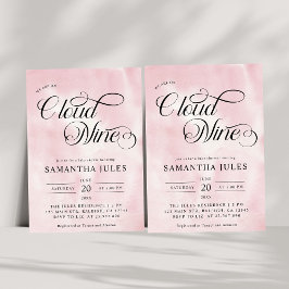 Moderne Aquarellfarbe Rosa Cloud Nine Baby Dusche Einladung