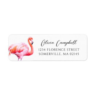 Moderne Aquarellfarbe Rosa Flamingo-Rücksendeadres