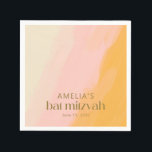 Moderne Aquarellfarbe Rosa Gelbe Bat Mitzvah Serviette<br><div class="desc">Modern Boho Wasserfarbe Rosa Gelbe Bat Mitzvah Napkins</div>