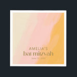 Moderne Aquarellfarbe Rosa Gelbe Bat Mitzvah Serviette<br><div class="desc">Modern Boho Wasserfarbe Rosa Gelbe Bat Mitzvah Napkins</div>