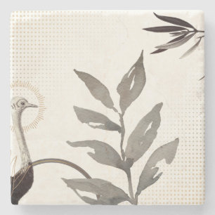 Moderne Aquarellfarben-Blätter aus Strauß   Elfe Steinuntersetzer