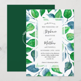 Moderne Aquarellfarben Blätter Foliage Wedding Einladung