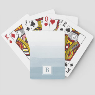 Moderne Aquarellfarben-blaue Monogramm Spielkarten