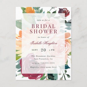 Moderne Aquarellfarben Blume Frühjahr Brautparty Einladungspostkarte