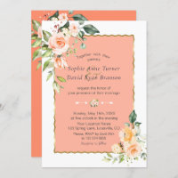 Moderne Aquarellfarben Blume leben Korallenhochzei