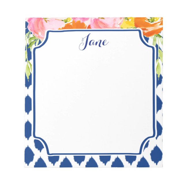 Moderne Aquarellfarben-Blume Notizblock (Vorderseite)