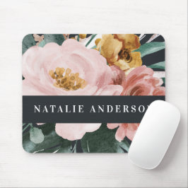 Moderne Aquarellfarben, Blumen und Blätter elegant Mousepad