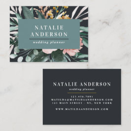 Moderne Aquarellfarben, Blumen und Blätter elegant Visitenkarte