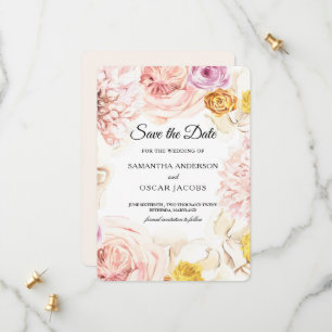 Moderne Aquarellfarben, Blumenrahmen Save The Date